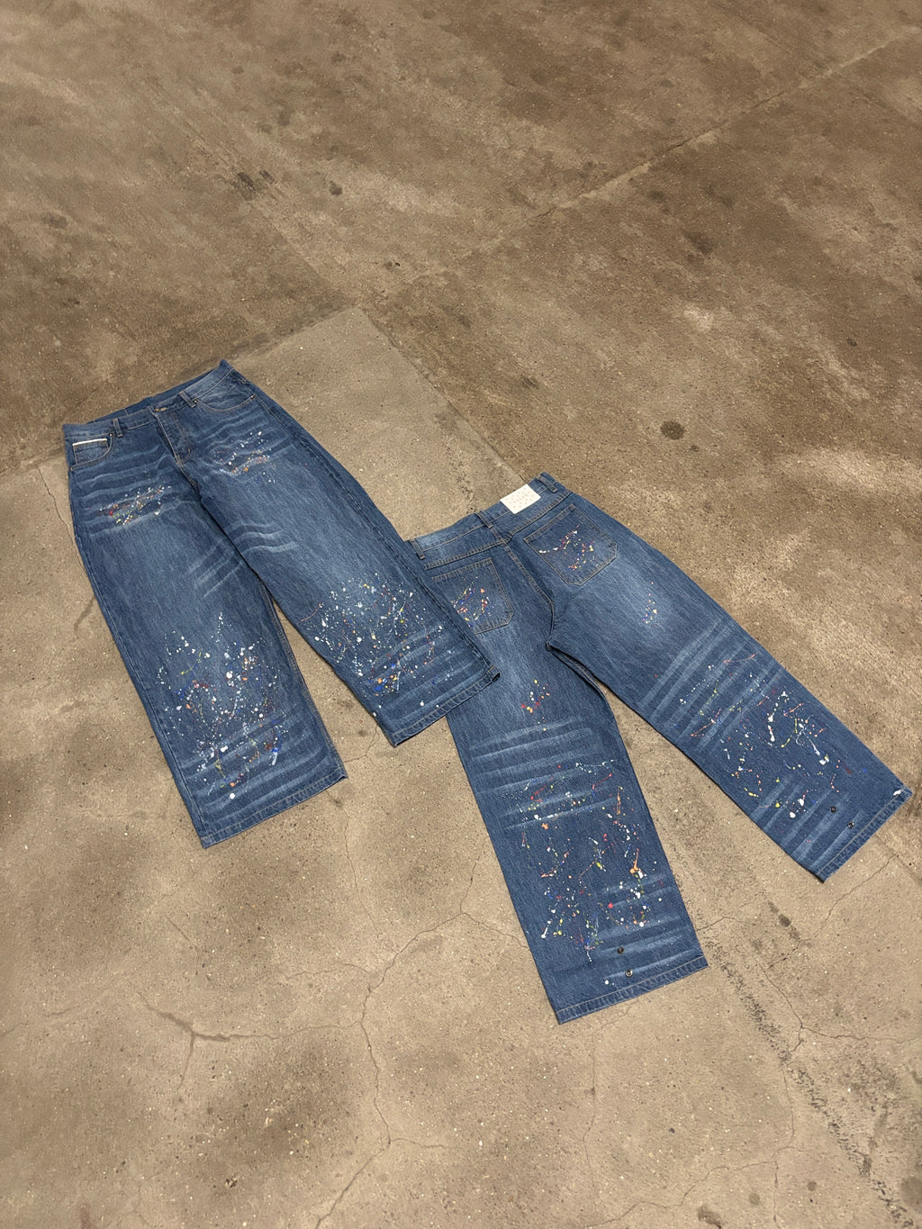Selvedge Denim Jeans — Washed Paint-Splatter
