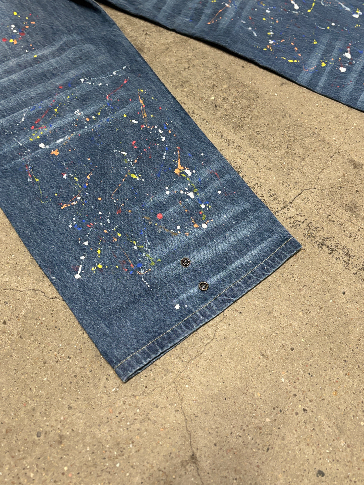 Selvedge Denim Jeans — Washed Paint-Splatter