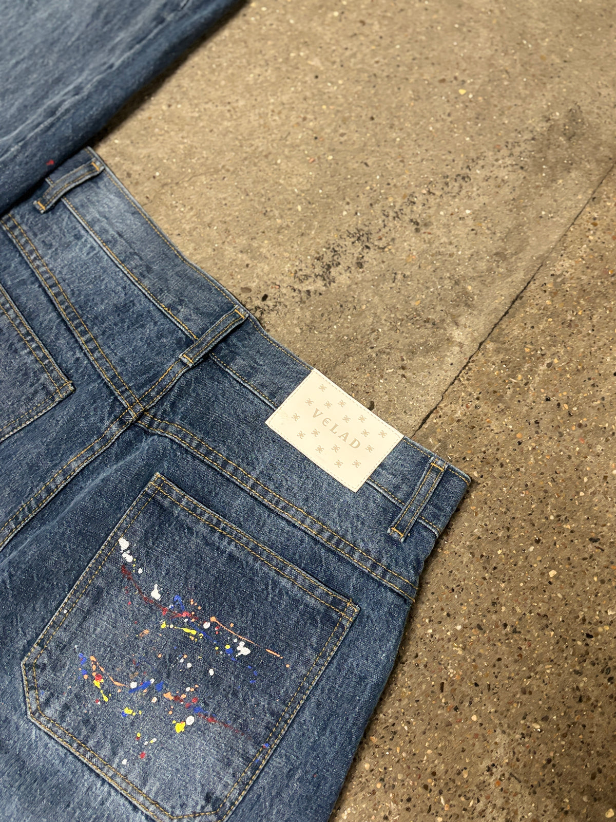 Selvedge Denim Jeans — Washed Paint-Splatter