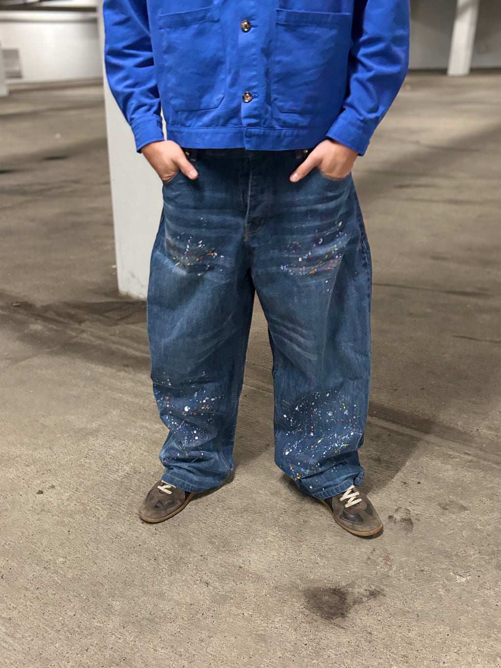 Selvedge Denim Jeans — Washed Paint-Splatter