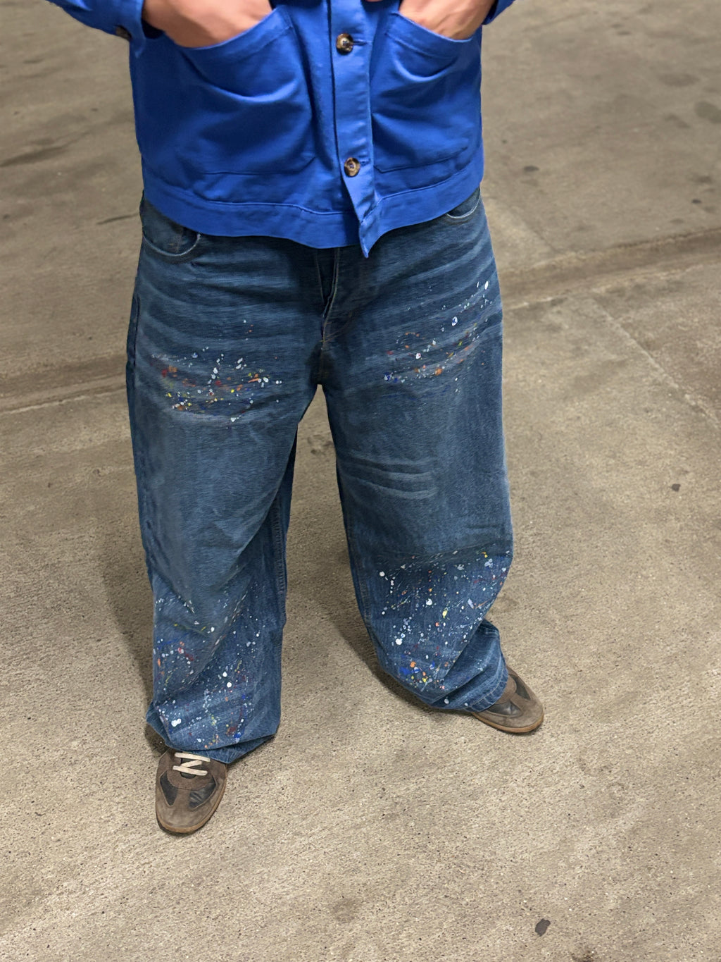 Selvedge Denim Jeans — Washed Paint-Splatter